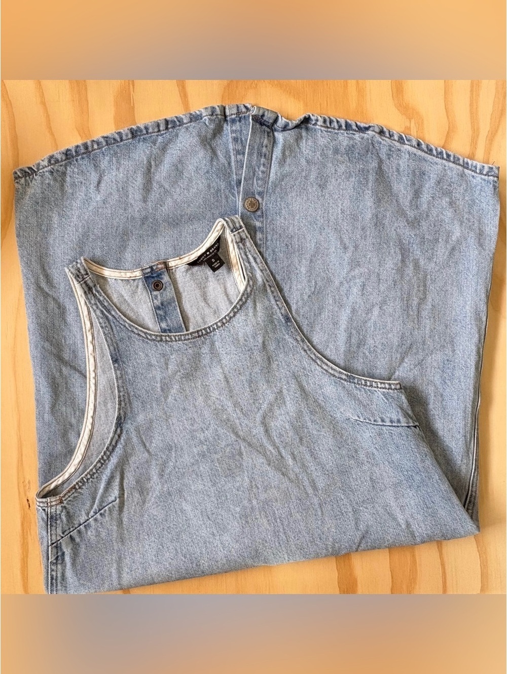Lucky Brand Denim Button Back Sleeveless Midi Dress Women's Small Chambray Blue
